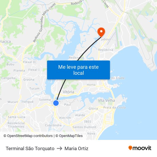 Terminal São Torquato to Maria Ortiz map