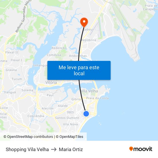 Shopping Vila Velha to Maria Ortiz map