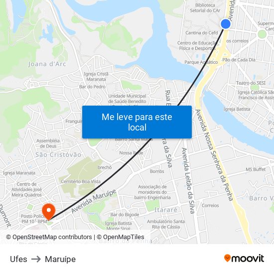 Ufes to Maruípe map