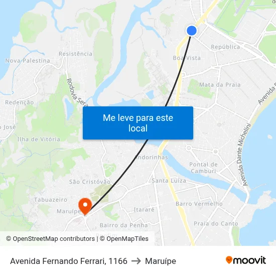 Avenida Fernando Ferrari, 1166 to Maruípe map