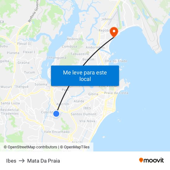 Ibes to Mata Da Praia map