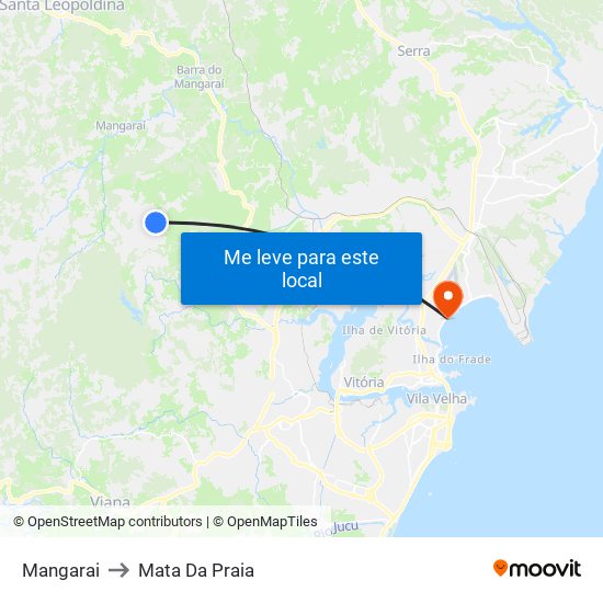 Mangarai to Mata Da Praia map