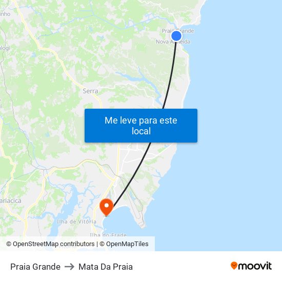 Praia Grande to Mata Da Praia map