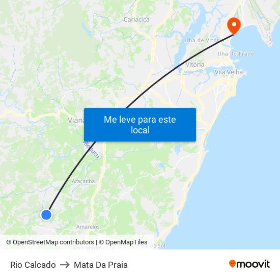 Rio Calcado to Mata Da Praia map