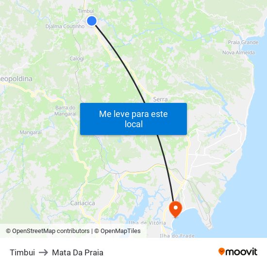 Timbui to Mata Da Praia map