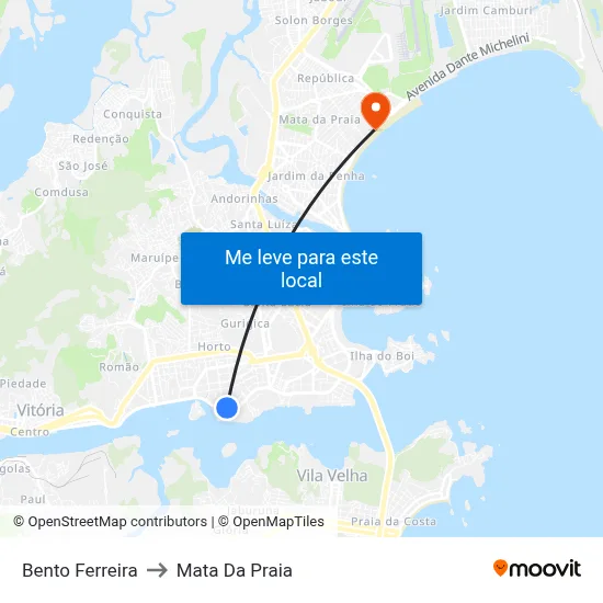 Bento Ferreira to Mata Da Praia map
