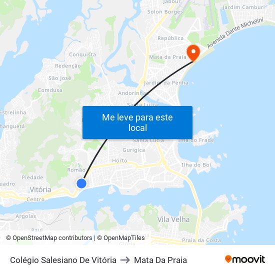 Colégio Salesiano De Vitória to Mata Da Praia map