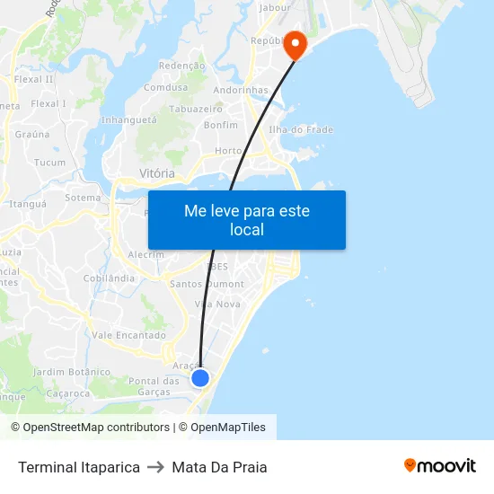 Terminal Itaparica to Mata Da Praia map
