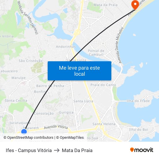 Ifes - Campus Vitória to Mata Da Praia map