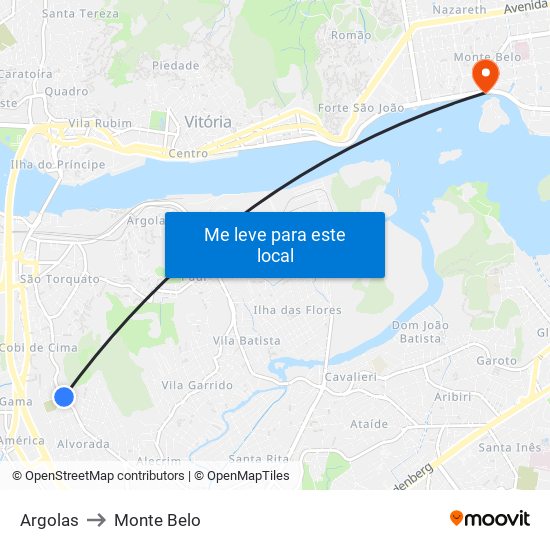 Argolas to Monte Belo map