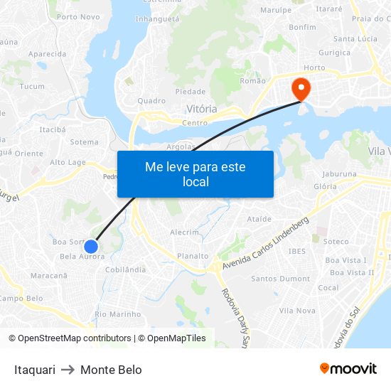 Itaquari to Monte Belo map