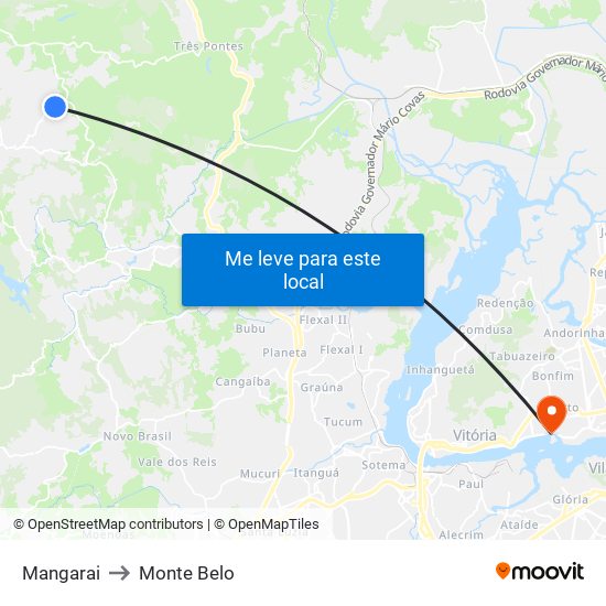 Mangarai to Monte Belo map