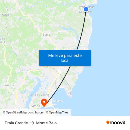 Praia Grande to Monte Belo map
