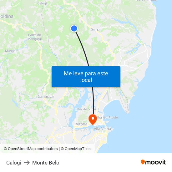 Calogi to Monte Belo map