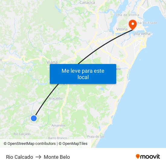 Rio Calcado to Monte Belo map