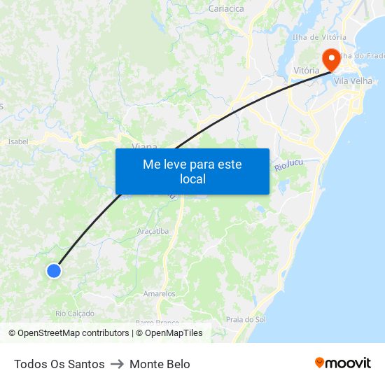 Todos Os Santos to Monte Belo map