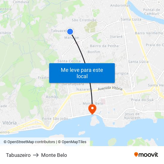 Tabuazeiro to Monte Belo map