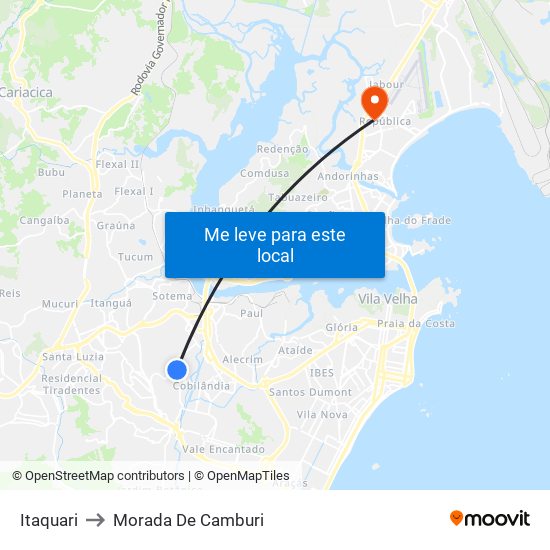 Itaquari to Morada De Camburi map