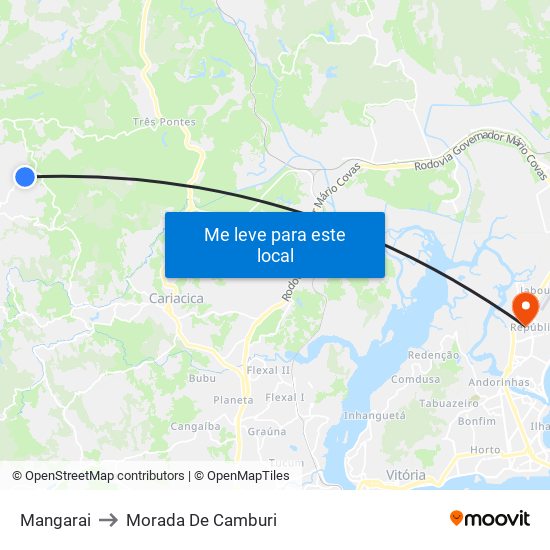 Mangarai to Morada De Camburi map