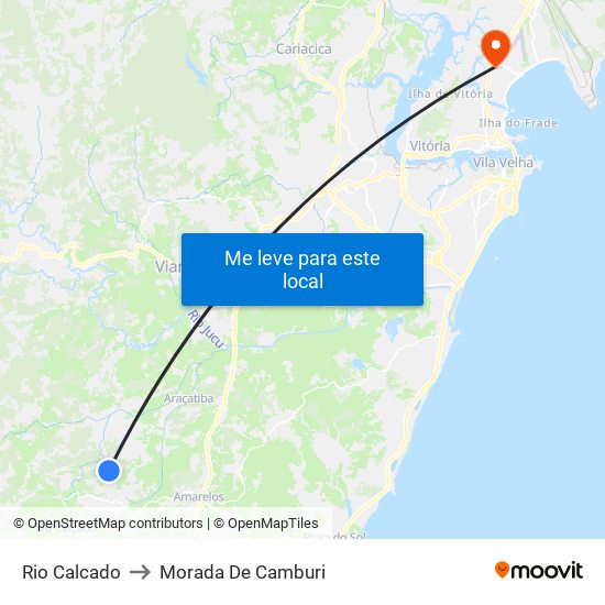 Rio Calcado to Morada De Camburi map