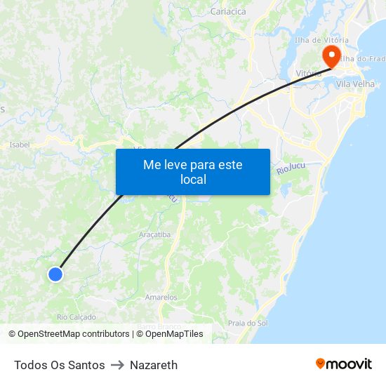 Todos Os Santos to Nazareth map