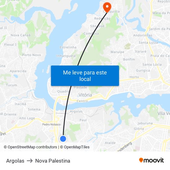 Argolas to Nova Palestina map