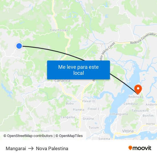 Mangarai to Nova Palestina map