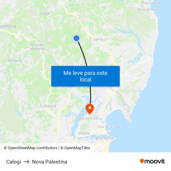 Calogi to Nova Palestina map