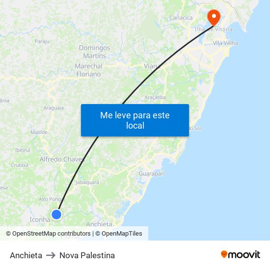 Anchieta to Nova Palestina map