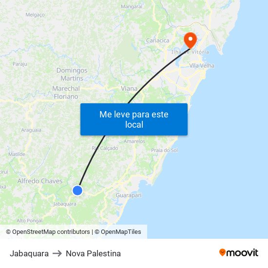 Jabaquara to Nova Palestina map