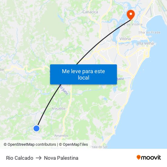 Rio Calcado to Nova Palestina map