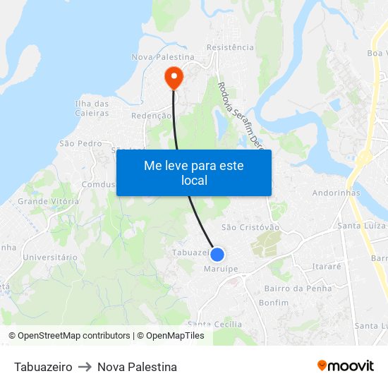 Tabuazeiro to Nova Palestina map