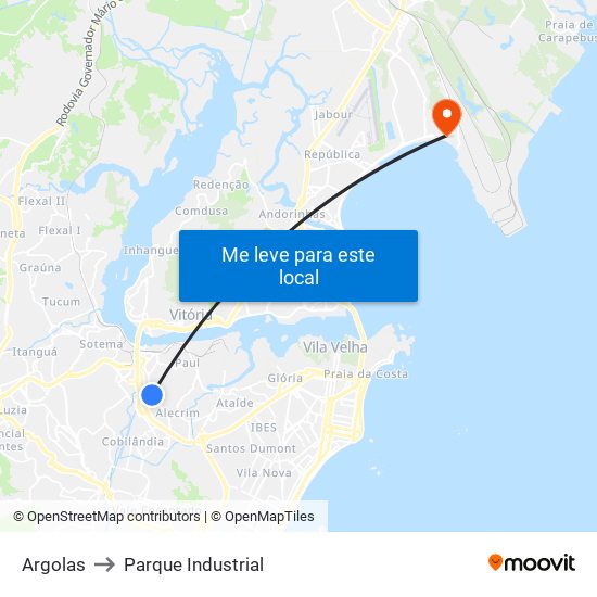 Argolas to Parque Industrial map