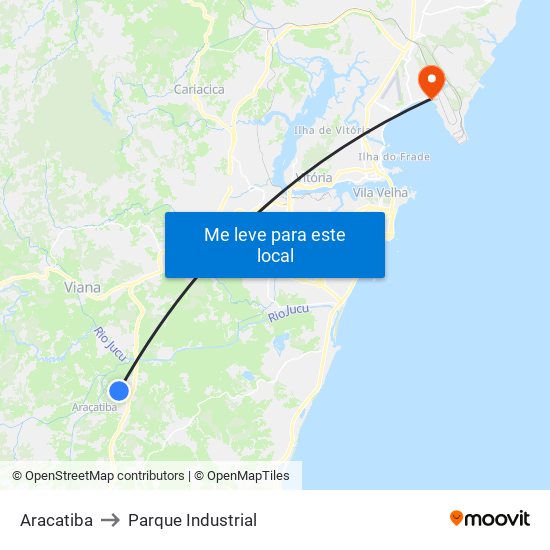 Aracatiba to Parque Industrial map