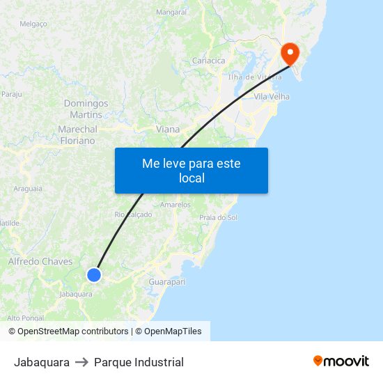 Jabaquara to Parque Industrial map