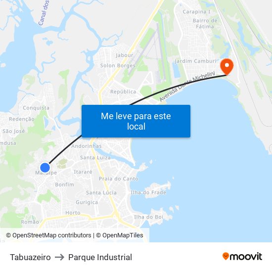 Tabuazeiro to Parque Industrial map