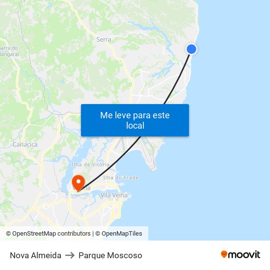 Nova Almeida to Parque Moscoso map