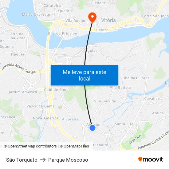 São Torquato to Parque Moscoso map