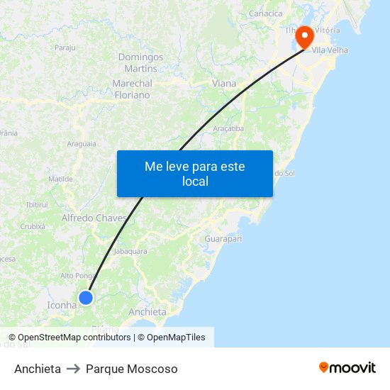Anchieta to Parque Moscoso map