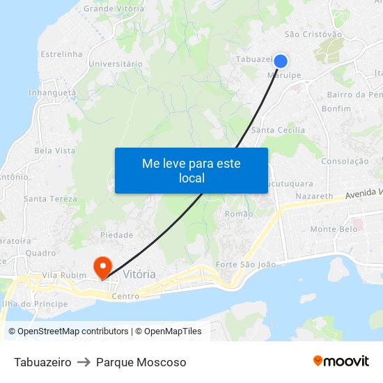 Tabuazeiro to Parque Moscoso map
