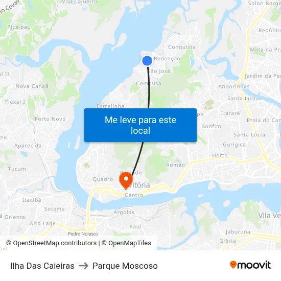 Ilha Das Caieiras to Parque Moscoso map