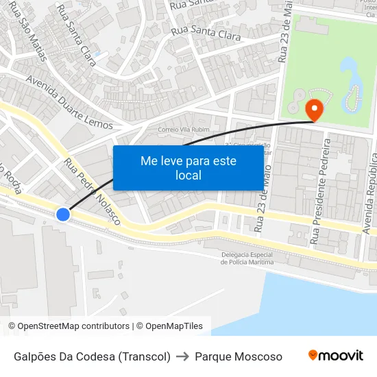 Galpões Da Codesa (Transcol) to Parque Moscoso map