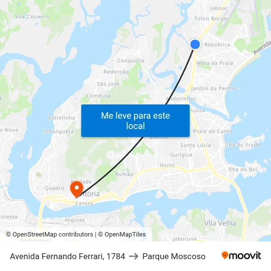 Avenida Fernando Ferrari, 1784 to Parque Moscoso map