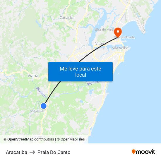 Aracatiba to Praia Do Canto map
