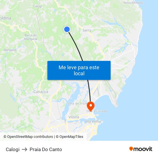 Calogi to Praia Do Canto map