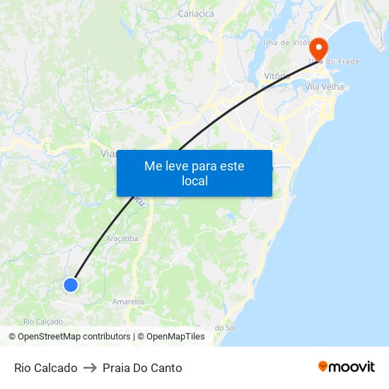 Rio Calcado to Praia Do Canto map