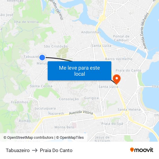 Tabuazeiro to Praia Do Canto map