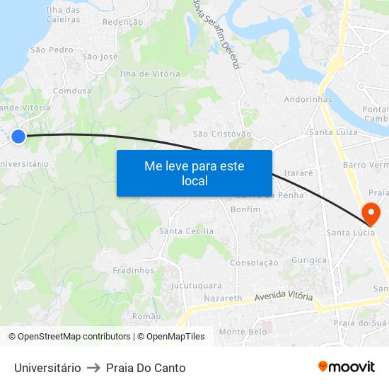 Universitário to Praia Do Canto map