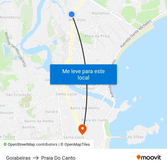 Goiabeiras to Praia Do Canto map