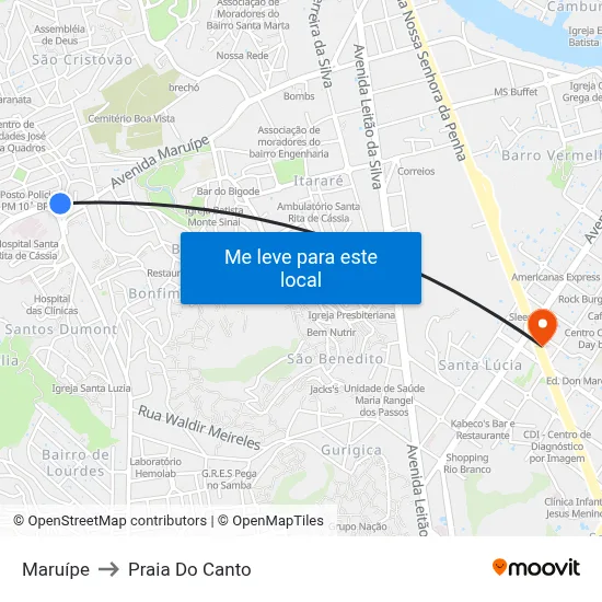 Maruípe to Praia Do Canto map